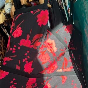 Elegant Black and red Floral Dress